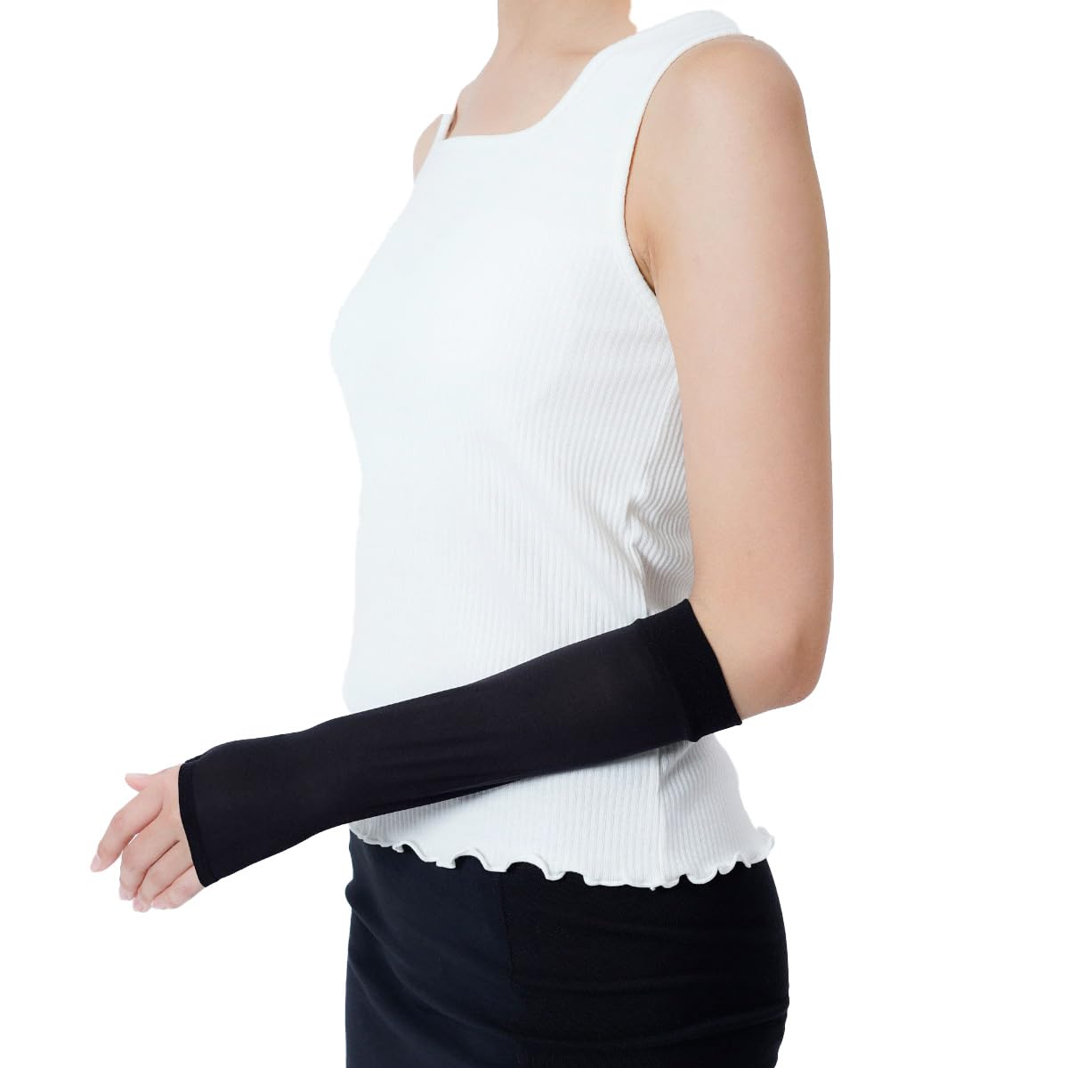 

UV Plain Arm Short 1 Stocking Fukuske Hand Stockings SatisfiedAntibacterial, Deodorizing, Heat-Blocking, 95% Protection, Covers, Run-Resistant, чорний