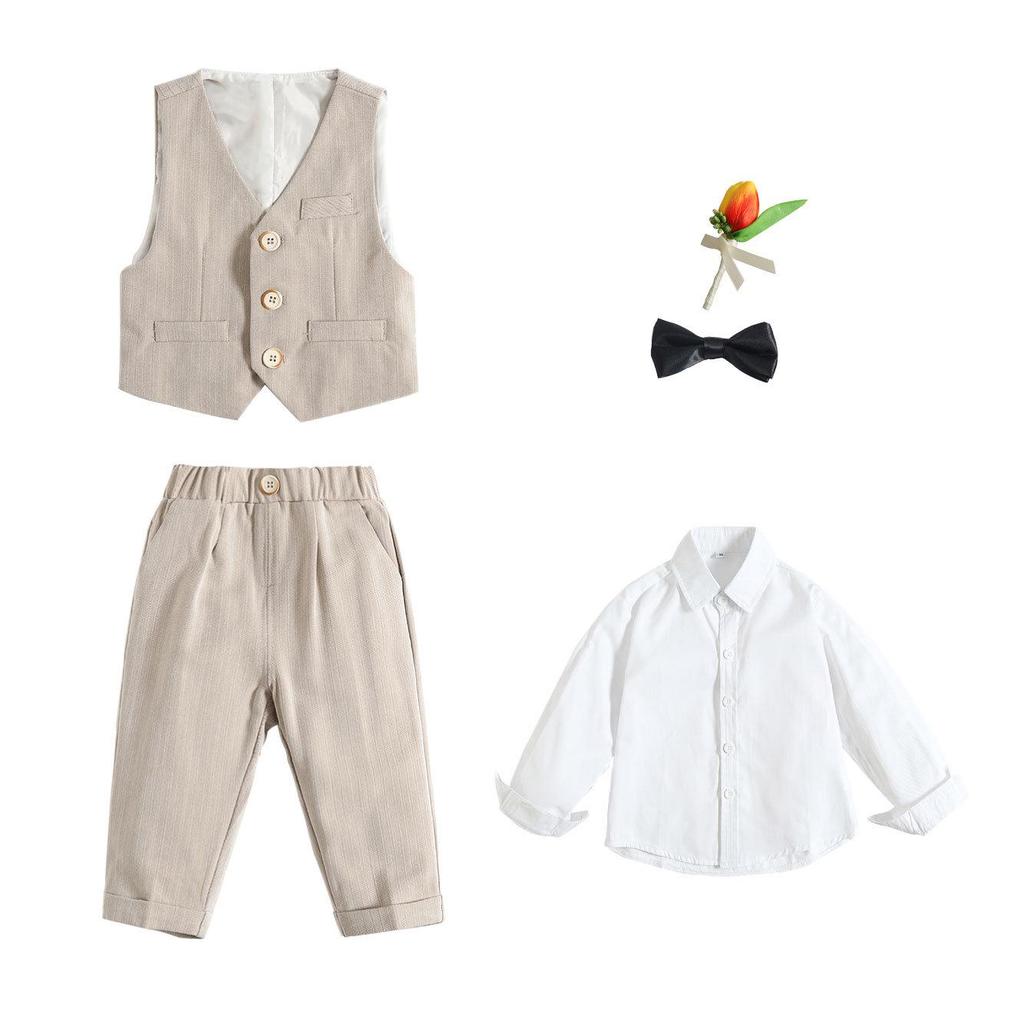 Jungen Dreiteiliger Festanzug mit Weste - Pageboy Geburtstagsoutfit