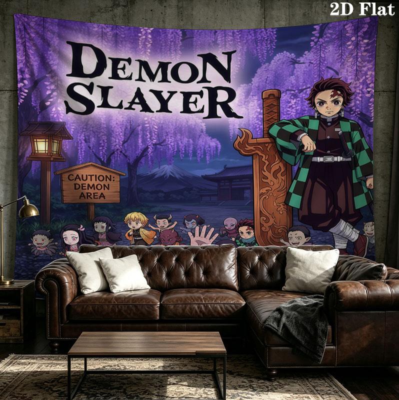 Gobelin Ścienny Demon Slayer Estetyczna Dekoracja Ścienna Koc z Drukowanej Tkaniny Dekoracyjne Gobeliny Do Sypialni Salonu Wystrój Domu