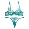European and American sexy lingerie ultra-thin mesh see-through embroidery printing big chest small bra set