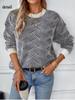 Women Casual Oversized Knitted Mock Neck Long Sleeve Loose Fit Pullover Sweater Print Colorblock Fall Winter Fashion