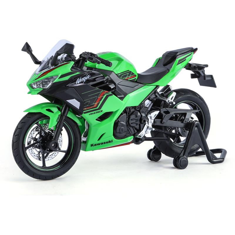 

1/12 KAWASAKI Ninja 400 Toy Motorcycle Miniature Diecast Metal Model 1:12 Super Sport Sound & Light Collection Gift for Boy Kid зелёный