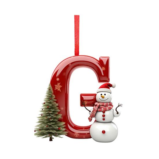 Christmas Letters Pendant A to Z Hanging Xmas Alphabet Ornament Acrylic Snowman