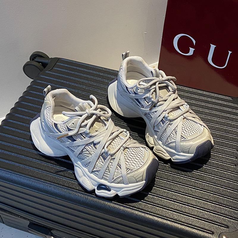 Trend 2025 Grube Podeszwy Paryskie Buty Dad: Oddychające Siatkowe Codzienne Buty do Biegania dla Par - Damskie Styl Letni/Jesienny