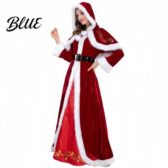 Theme Photography Attire Mrs. Claus Costume for Women Adult Christmas Santa Dress Three-dimensional with White Faux Fur Trim Velvet Xmas Cosplay