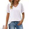 Women's Fashion Casual Solid Color Print Short Sleeve V Neck Blouses & Shirts