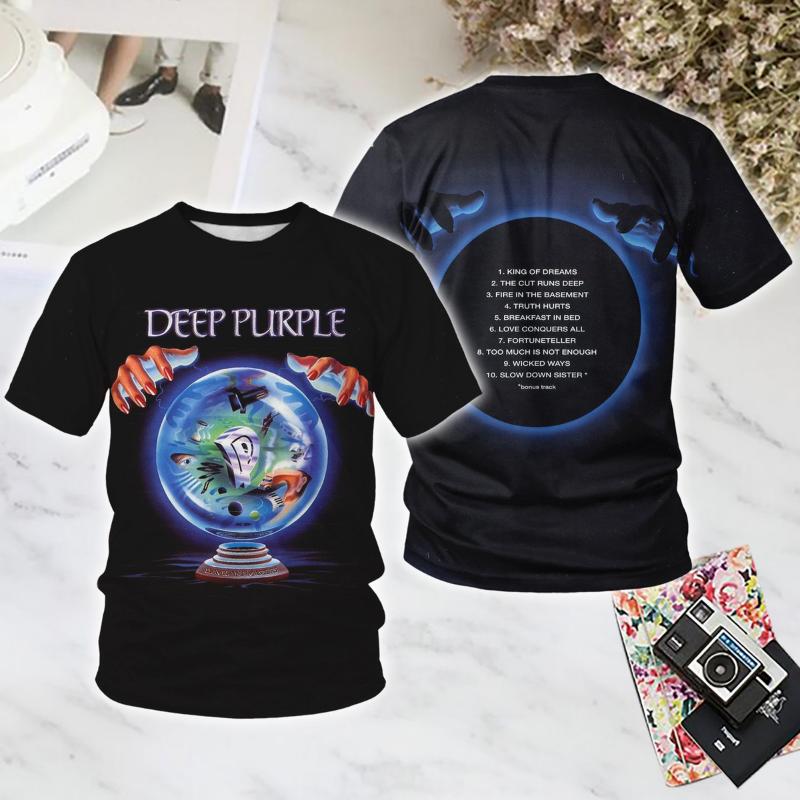 T-shirt Populaire Heavy Rock Metal Groupe Deep Purple Impression 3D Hommes/Femmes Manches Courtes T-shirt Mode Été Hip Hop Y2k Hauts