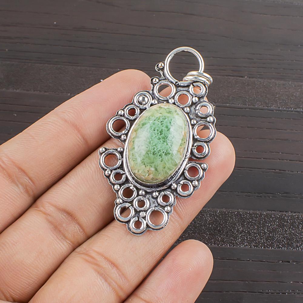 

Natural Verasite Gemstone 925 Sterling Silver Jewelry Designer Pendant 2.09 AJP-2444