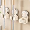 Plastic Suction Cup Mop Holder Wall Mounted Mop Clip Multipurpose Mop Storage Rack  for Home
