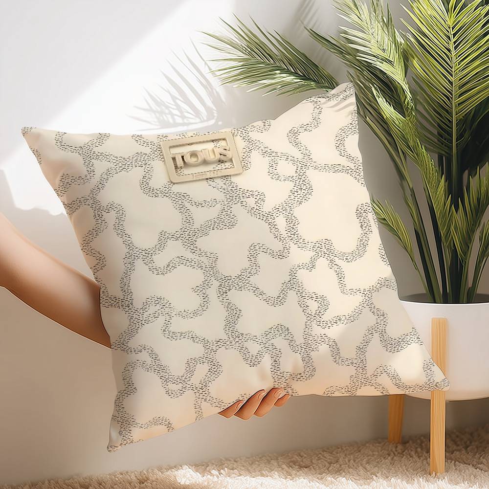 Luxury Fashion T-T-Tous Pillow Case Short Plush Print Cushion Cover Square Throw Pillow Covers Sofa Home Decor
