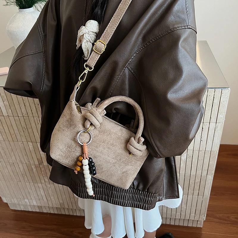 Women Small Suede Crossbody Bag 2026 New New Retro Short Handle Shoulder Bag Luxury Designer Handbags and Purses