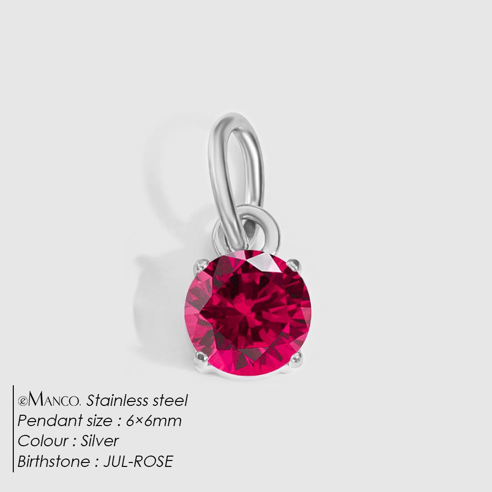 eManco DIY Jewelry Accessories: Stainless Steel Round Cubic Zirconia Pendant Necklace