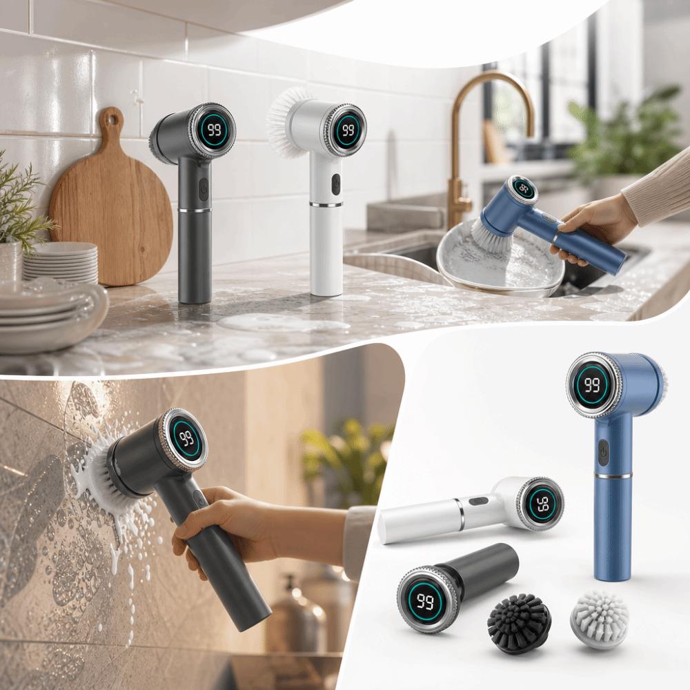 Multiple Accessories Electric Cleaning Brush Easy Operate Handheld Scrubber Kitchen Cleaning