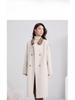 Women's Mid-Length Beige Wool Coat - Elegant French Casual Loose Fit, Petite Plus-Size, Thickened Winter Outerwear 2025.