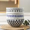 Geometric Lines Ceramic Bowl Noodle Bowl Household Salad Bowl Microwave Oven Creative Kitchen Tableware