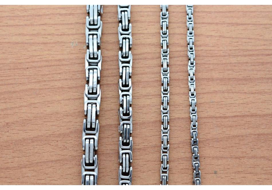 European & American Hip Hop Byzantine Chain Necklace - Stainless Steel, Men's Steel Color, Titanium Steel Emperor Design