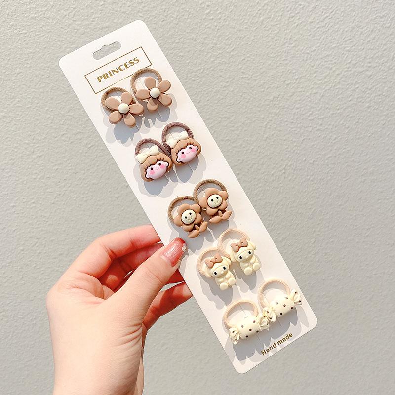 10-30PCS/Set, Cute Cartoon Animals, Hair Bands, Girls, Elastic Rubber Band, Headwear, Hair Accessories