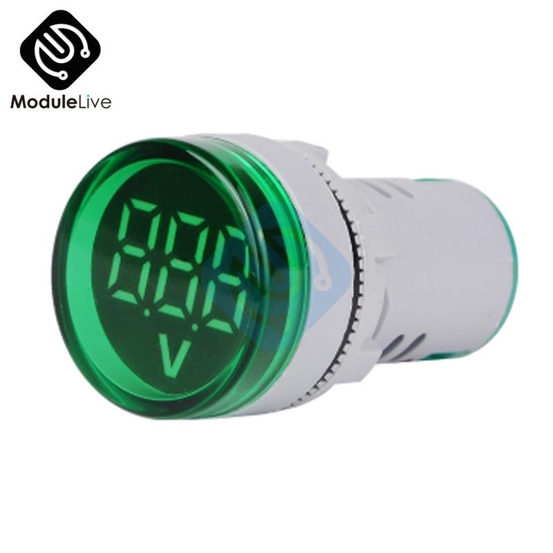 22MM Digital Display Mini Voltmeter DC 12V 220V AC Round Square Ampere Current Volt Voltage Meter LED Signal Light indicator