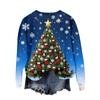 Ladies' Christmas Printed Long Sleeved Round Neck Hoodie Loose Top