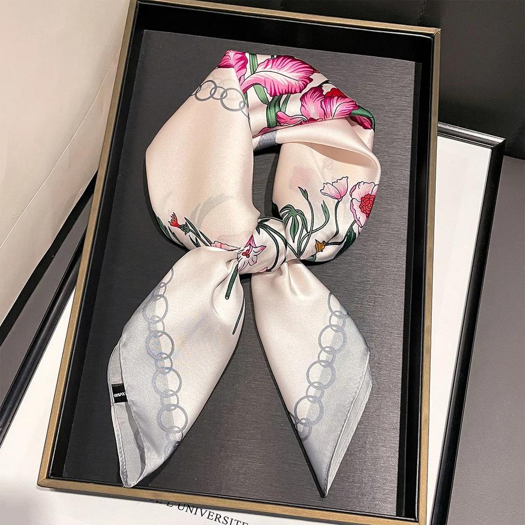 Paisley Floral Print Silk Square Scarfs For Women Decorate Neck Ties 70*70Cm Kerchief Lady Hijab Female Neckerchief Wraps Soft