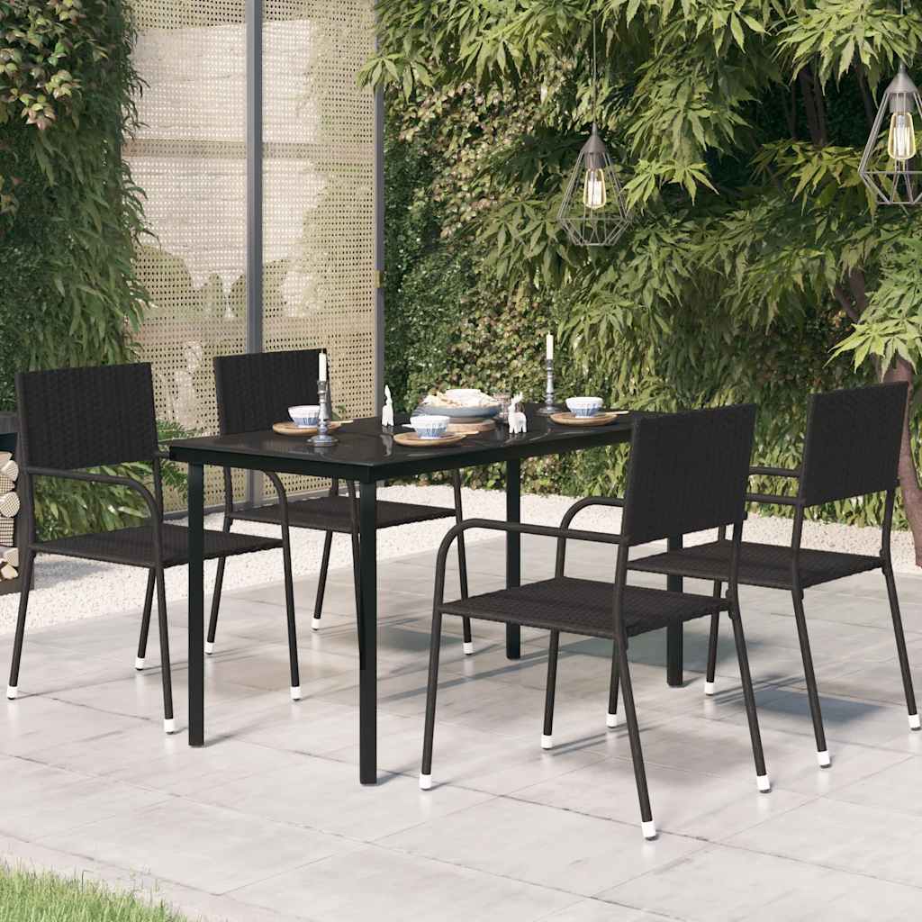 vidaXL Garten-Esstisch Schwarz 140x70x74 cm Stahl und Glas