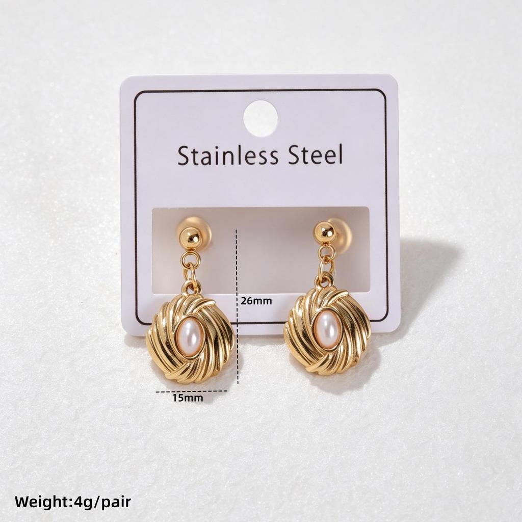 Retro European & American Geometric Starfish Snake Pearl Dangle Earrings