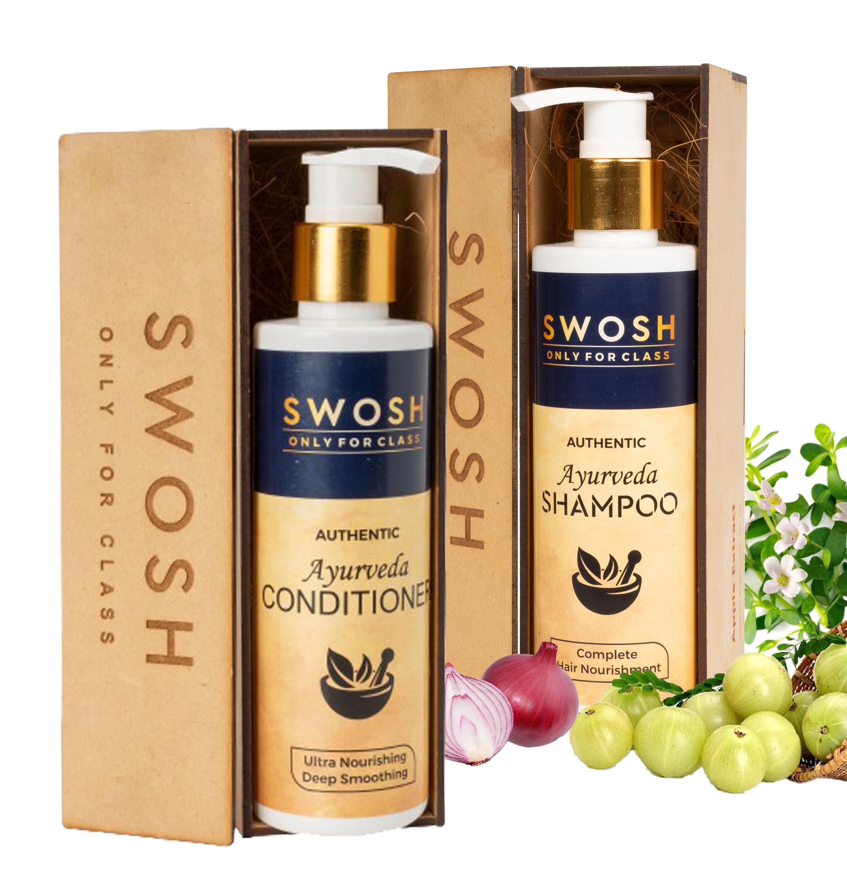 

SWOSH Hair Care Combo - шампунь против выпадения волос 200 мл и кондиционер для волос против пушистости 200 мл - для мужчин и женщин