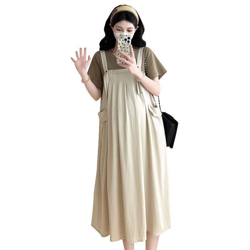 2026 Chic Faux Two-Piece Loose Casual Slimming Maternity Dress