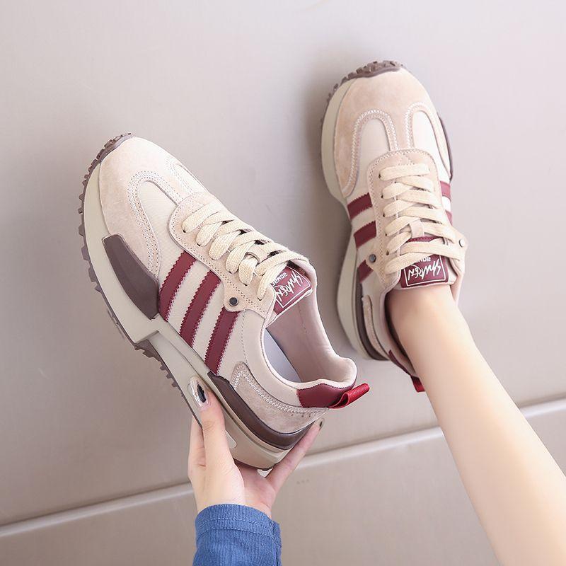 Platform-soled Forrest Gump shoes women's 2025 new spring German training shoes, inner height increases, small dad shoes, sports and leisure shoes