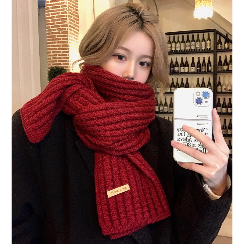 Korean Scarf Women's Winter New New Year's Atmosphere Red Warm Versatile High-end Plaid Scarf Tide