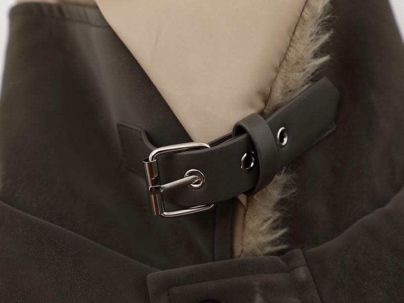 Unisex Winter Leather Jacket with Removable Shearling Collar - Casual American Lazy Style