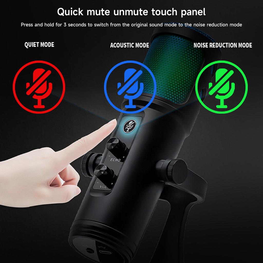 RGB Mic for Gamers and Streamers High-Quality USB Microphone with Lighting Effects USB Gaming Microphone Accessories