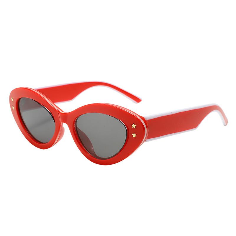 Women Retro Cat Eye Oval Frame Sunglasses Uv Protection Fashion Sun Glasses For Large Face
