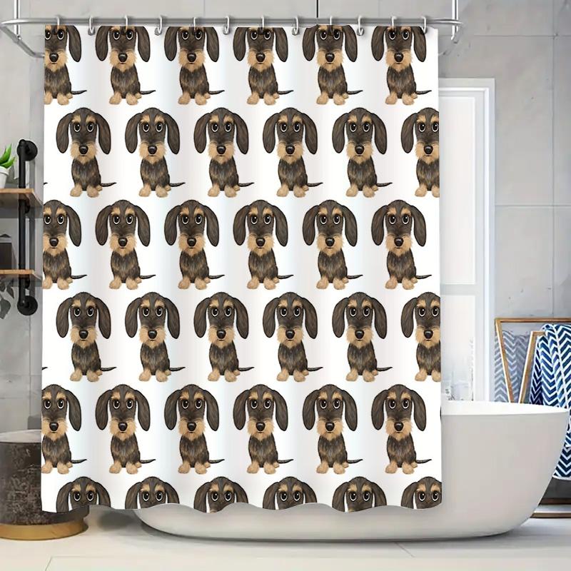 

German Shepherd Dog Shower Curtain Waterproof Bathroom Decor Farmhouse Dog Lover Gift Pet Theme Shower Curtain Vintage Style W60H190(CM)-1 Pcs
