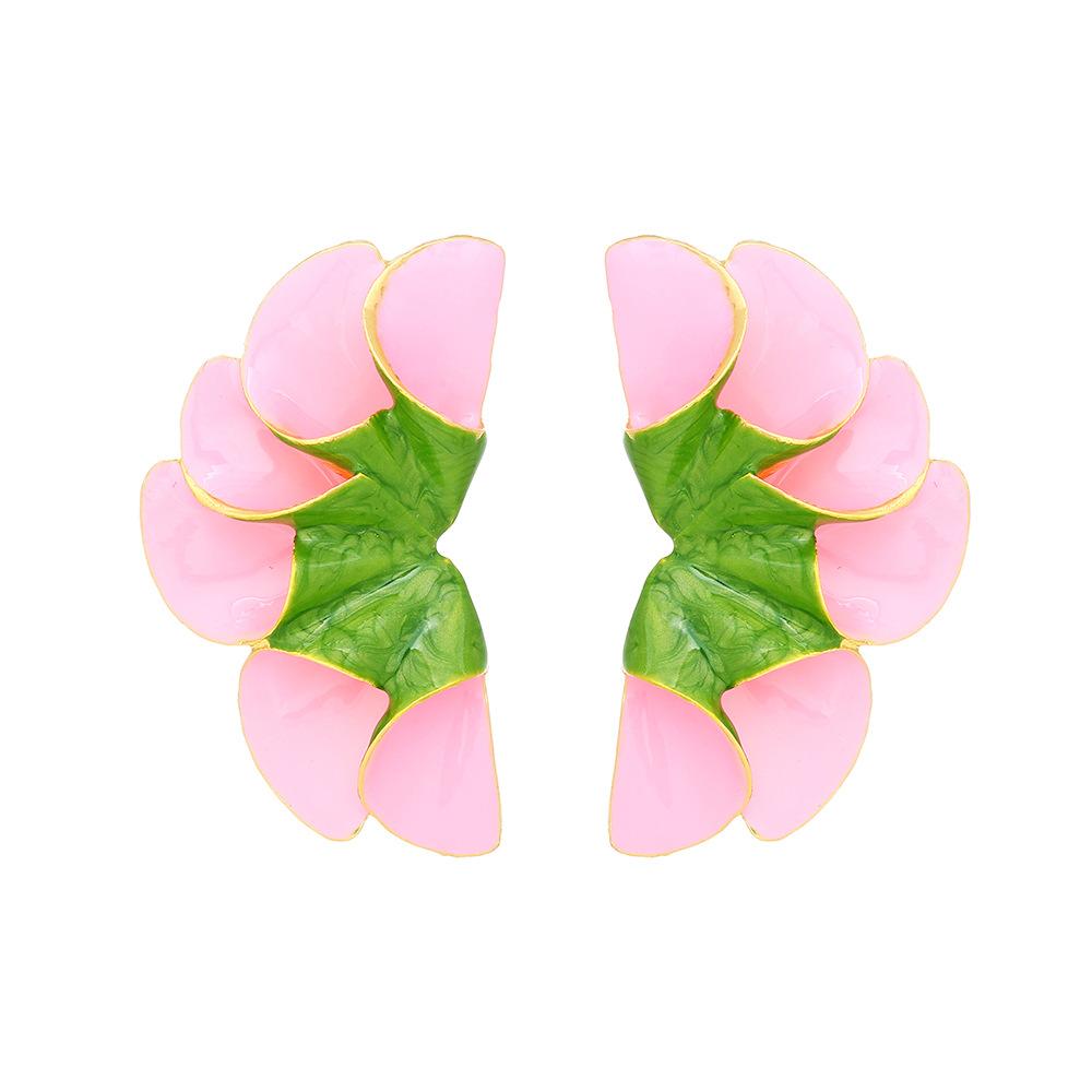 

Metal Petal Geometric Dangle Earrings for Women New Simple Charm Design Zircon Party Accessories WholesaleZAA зелений