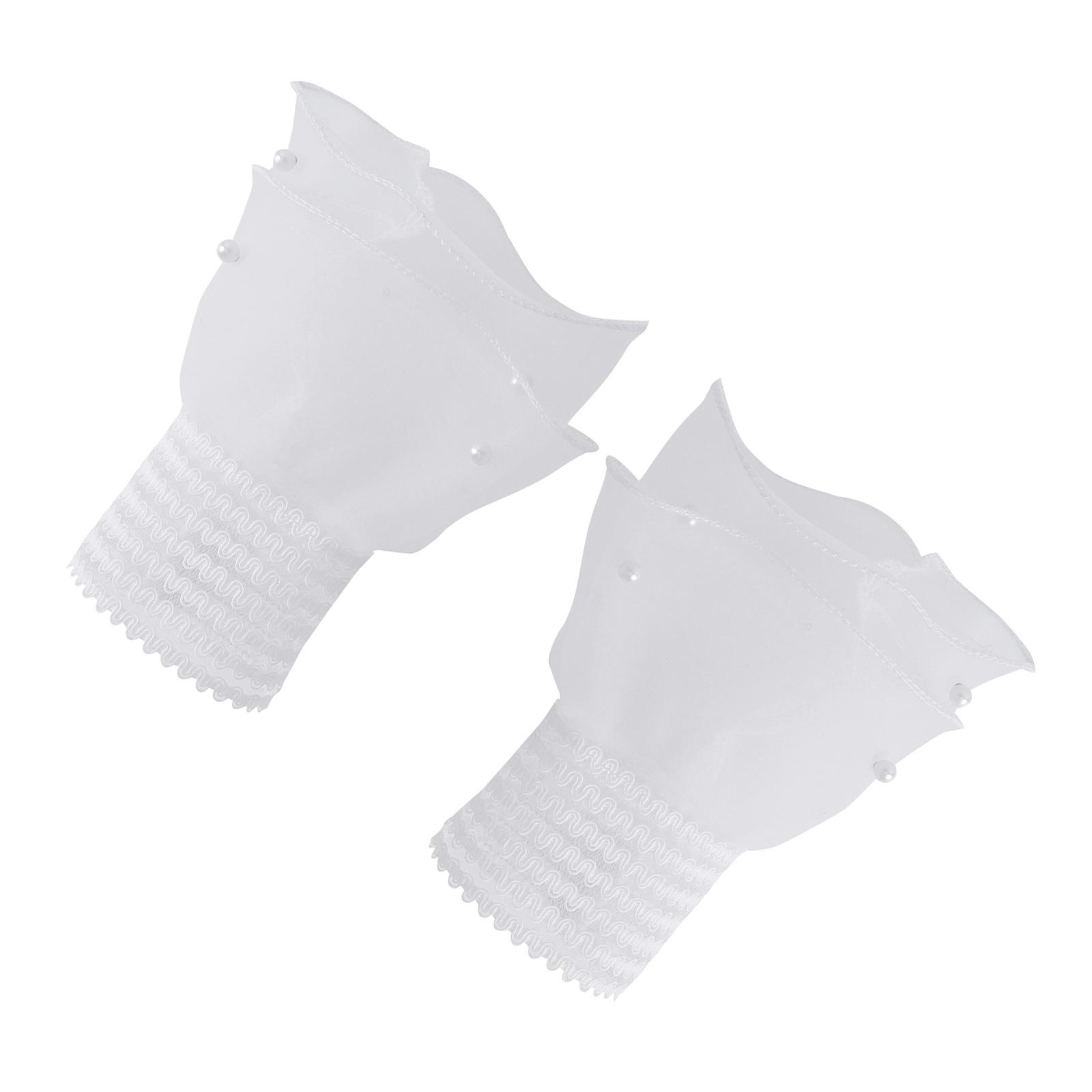 

Delicate Mesh Bridal Gloves Detachable Wrist Cover Pearls Beaded Layered Fake Sleeves Cuffs For Dresses Special Occasion белый