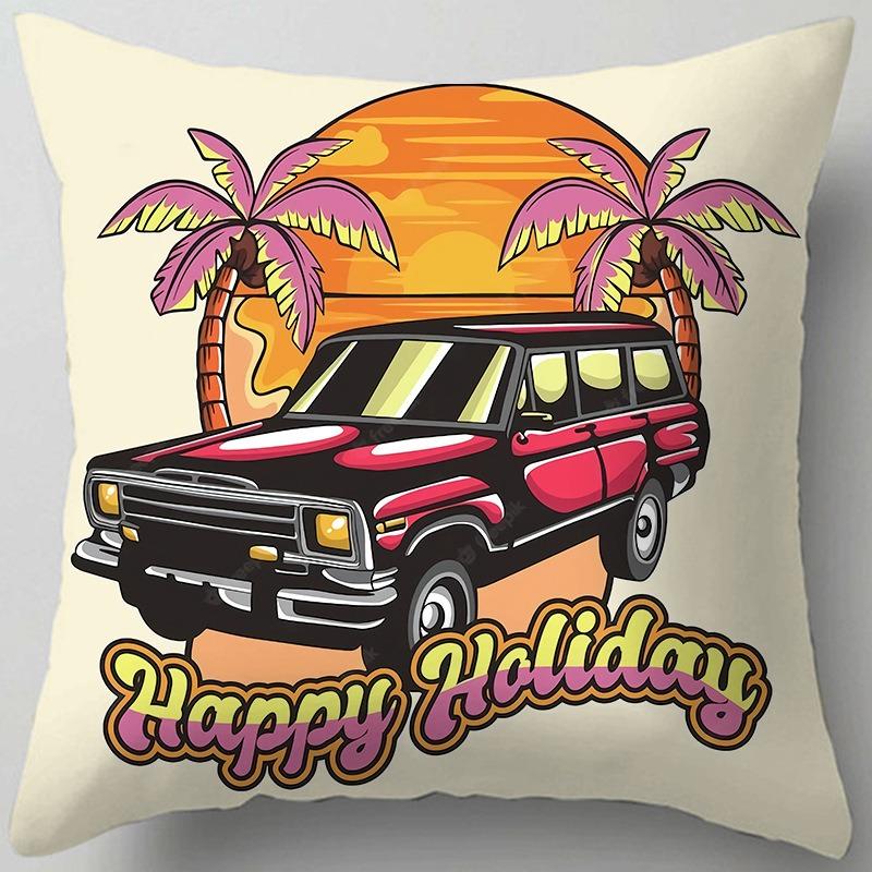 Outdoor Camping Scenery Pillow Case Retro Chair Lumbar Pillow Bedroom Window Sill Bay Window Cushion Cushion Lumbar Pillow