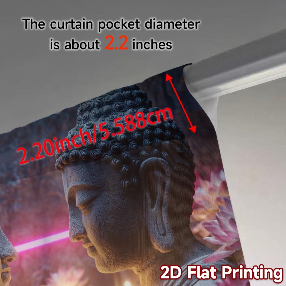 2pcs   2D FLAT PRINTING Curtains (Without Rod) Serene Lotus Minimalist Modern Curtains Versatile 100% Polyester Curtains