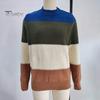 Crew Neck Women Sweater Knitting Tops Round Long Sleeve Color Blocked Knitted Tummy Cover Pullover Loose Hem H-Shaped Warm Casual Daily Wear H-shaped