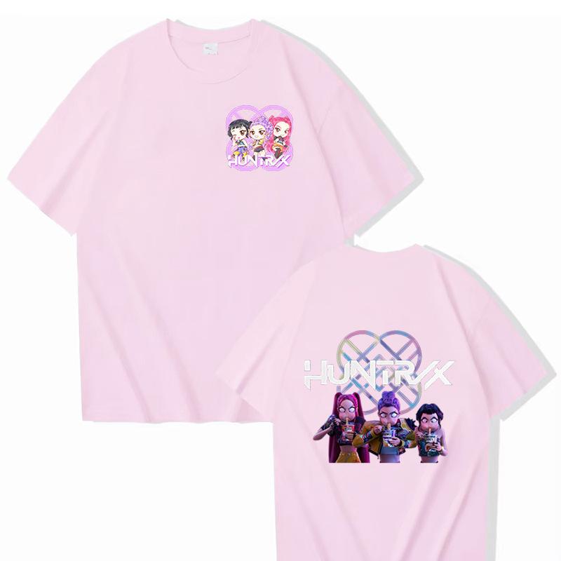 KPop Demon Hunters Anime Cartoon Peripheral Women's Colorful Printed Versatile Fashion Round Neck T-shirt