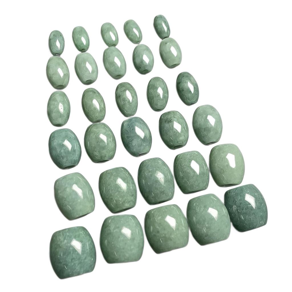 A-Grade Natural Green Jade Oval Loose Beads DIY Bracelet Spacer Jewelry Accessories