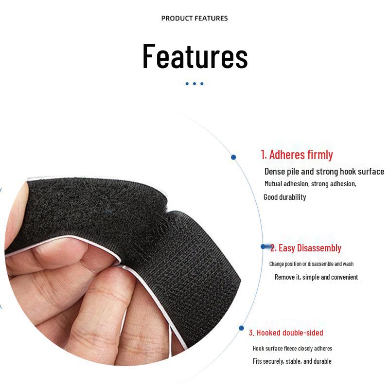 Durable Nylon Hook & Loop Fastener: Adhesive Surface, Cuttable, Long-lasting for Clothing & Bags.
