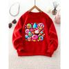 Round Neck Sweatshirt with Cartoon Dessert and Candy Pattern, Comfortable Top, Versatile for Daily Wear, Suitable for Parties