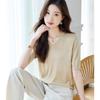 Srcr 100% Mulberry Silk V-Neck Knit T-Shirt