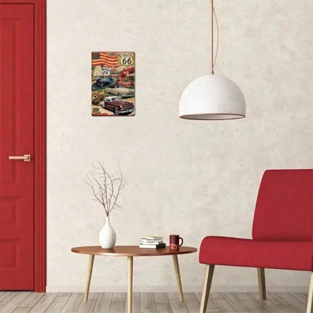 Vintage Route 66 Metal Tin Sign Retro American Road Trip Wall Decor Garage Bar Cafe Plaque Iron Art