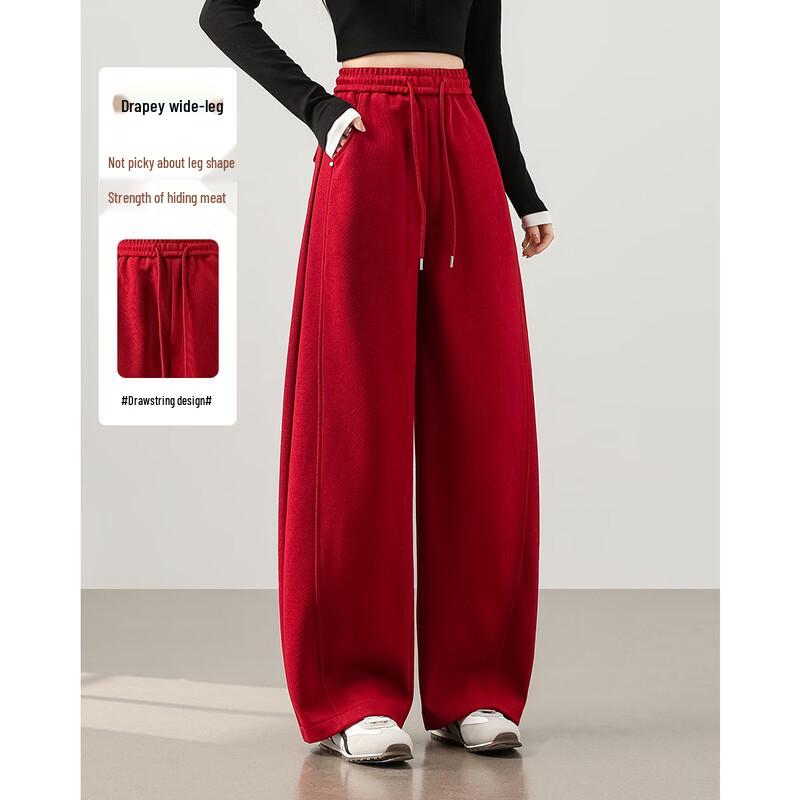 TERRE BLEUE Women's High-Waist Wide-Leg Casual Pants