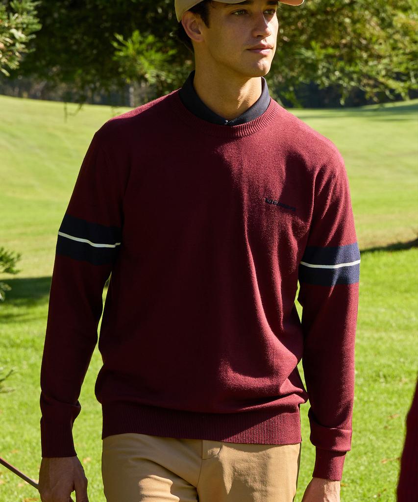 Antomas Sleeve Colorblock Round Neck Knit Men'S - Wine