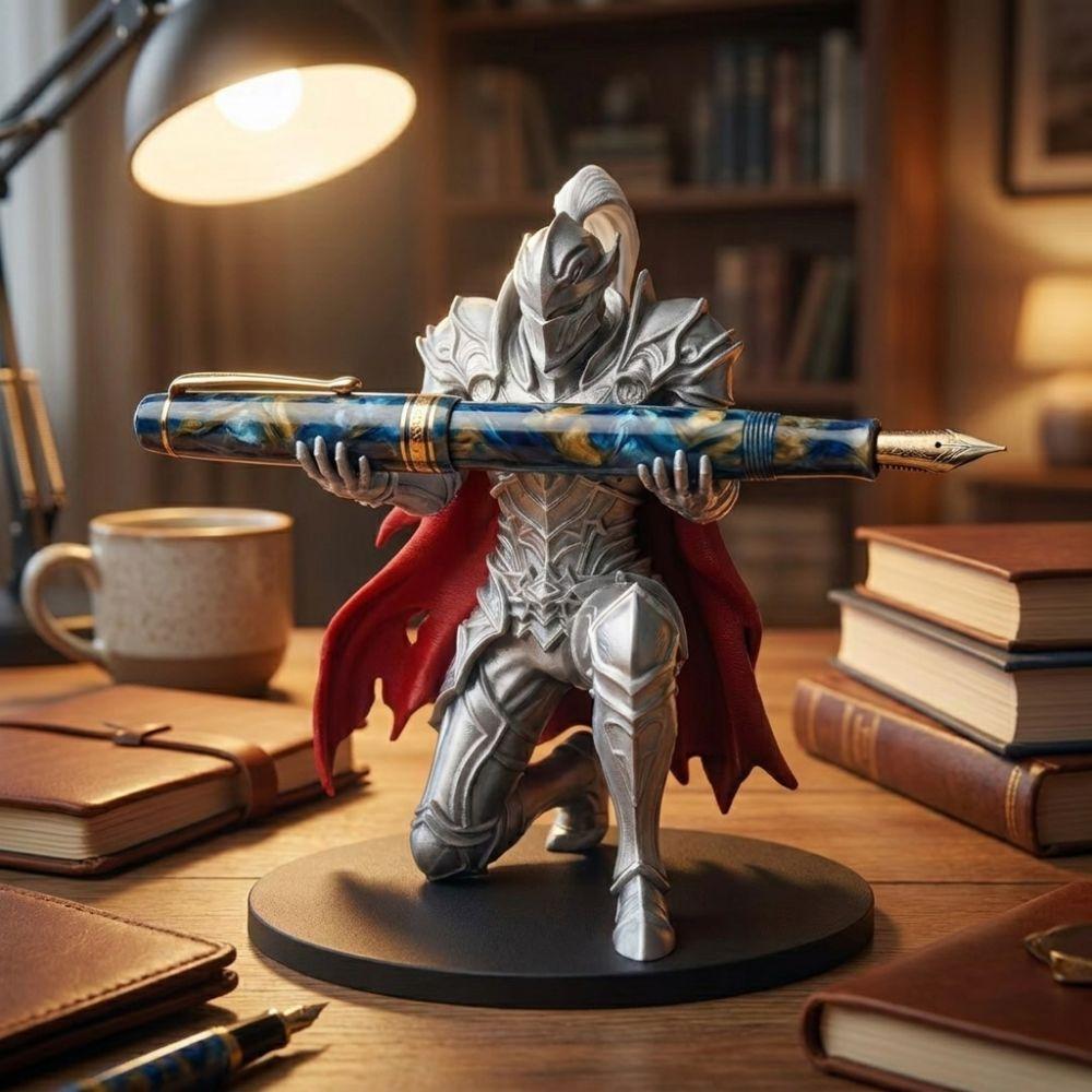 3D Printed Knight Pen Holder Plastic Warrior Desk Organizer Creative Pen Stand Home Office