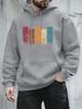 Soft fleece hoodie sweatshirt with colorful retro wilderness artwork for men daily wear and casual short‑trip outings
