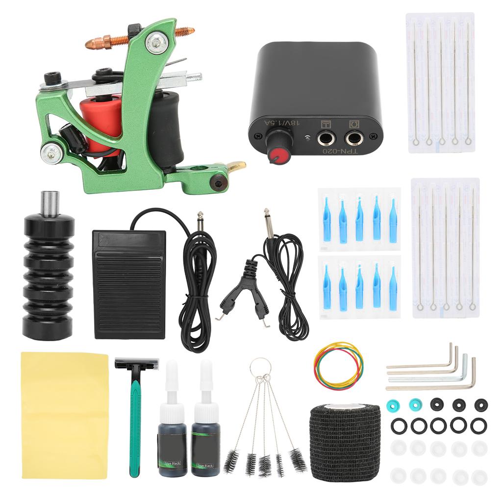 Professional 10 Wrap Coil Machine Kit Tattoo Power Supply for Tattoo Artists Beginners 90‑265VUS
